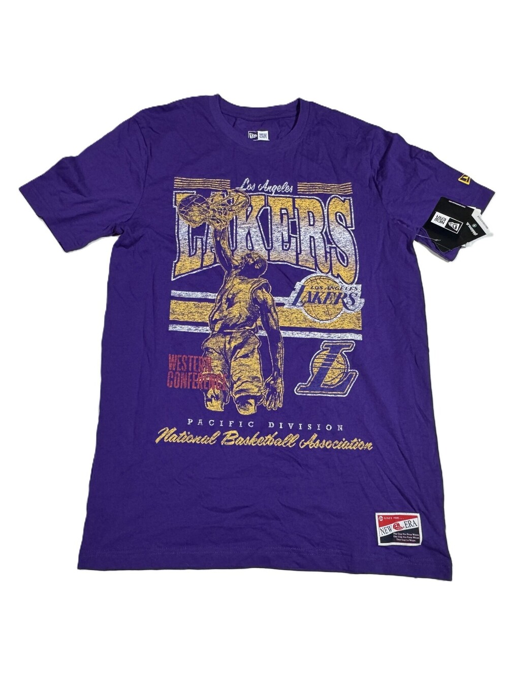 New Era Los Angeles Lakers Retro Ball Player Purple T-Shirt Mens M NWT NEW